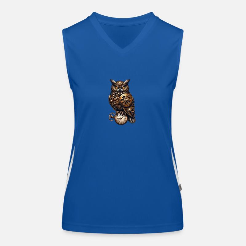 Clockwork Sentinel: Steampunk Owl with Gear Women's Functional Contrast Tank Top