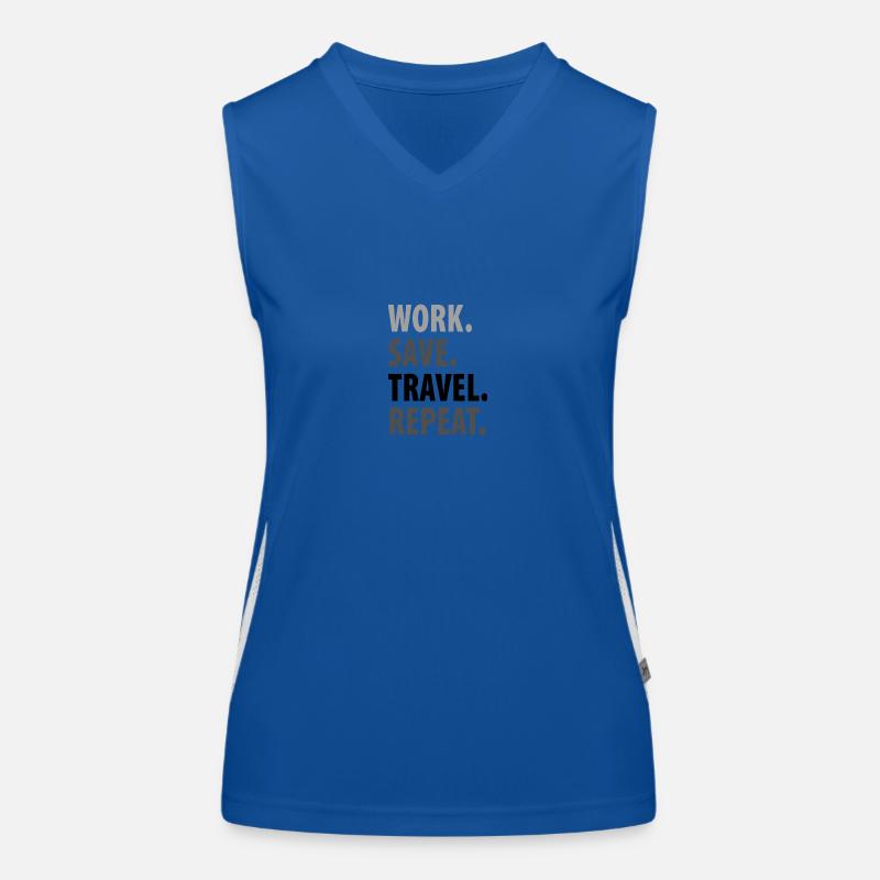 work save travel repeat Funktionelles Kontrast-Tank Top für Frauen