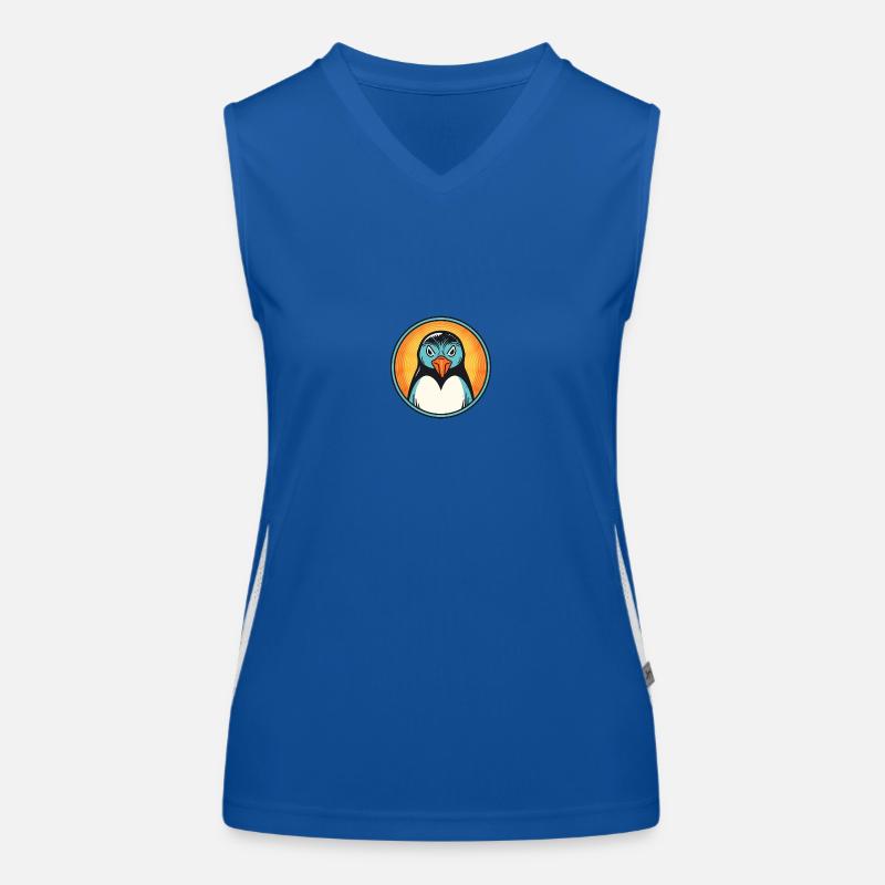 Frustrierte gefiederte Wut: Ein Pinguin im Comic-Stil Funktionelles Kontrast-Tank Top für Frauen