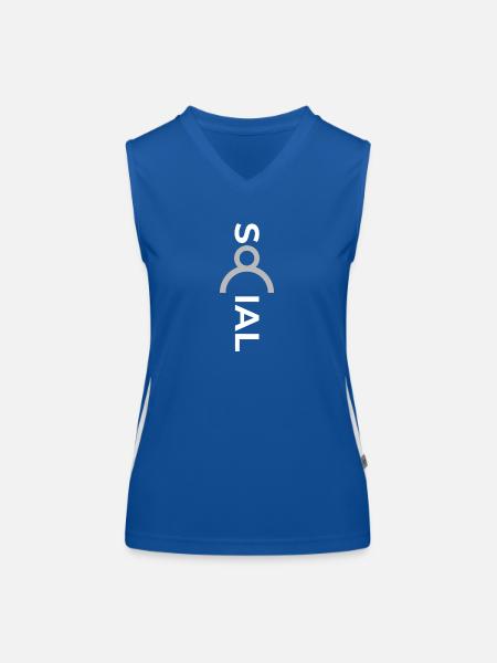 Social - Women's Functional Contrast Tank Top - royal/white - Front