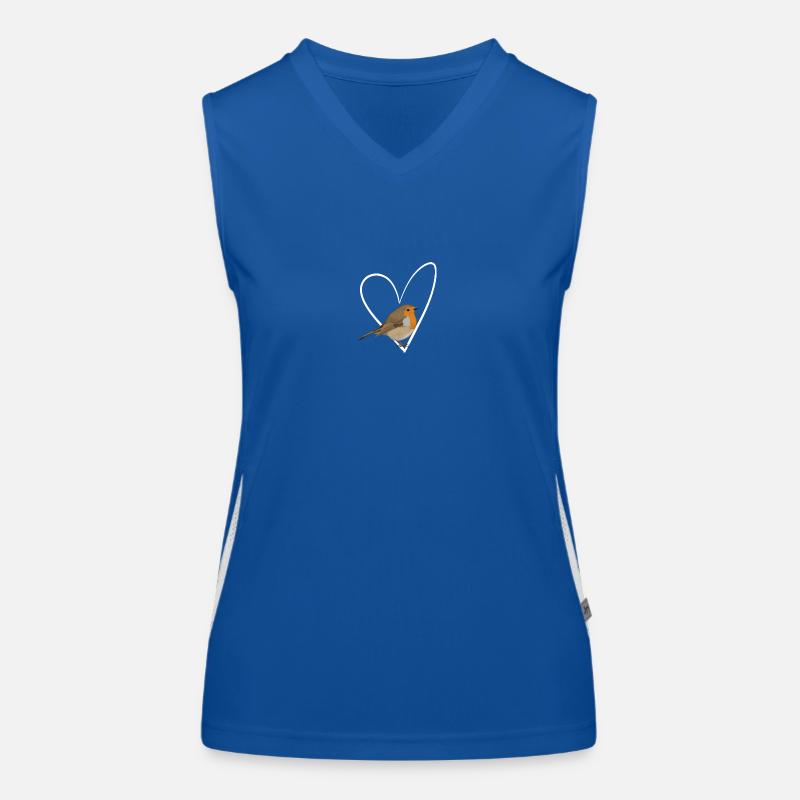 Rotkehlchen Herz Vogel Vogelbeobachter Singvogel Funktionelles Kontrast-Tank Top für Frauen