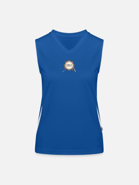 Tambourin sicilien Sicile - Débardeur respirant contrasté Femme - bleu/blanc - Devant