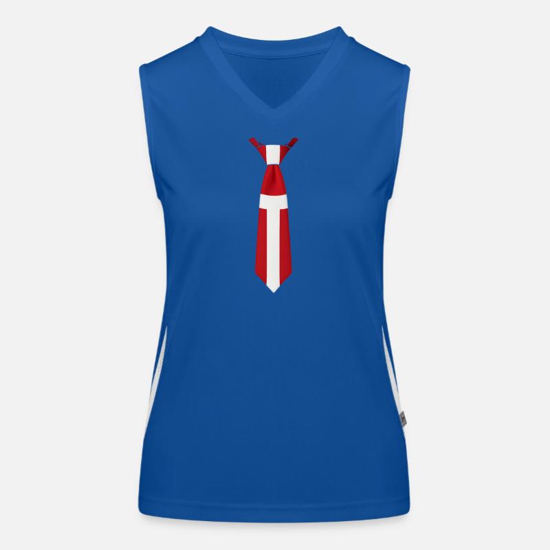 Denmark Tie – Flaggendesign Funktionelles Kontrast-Tank Top für Frauen