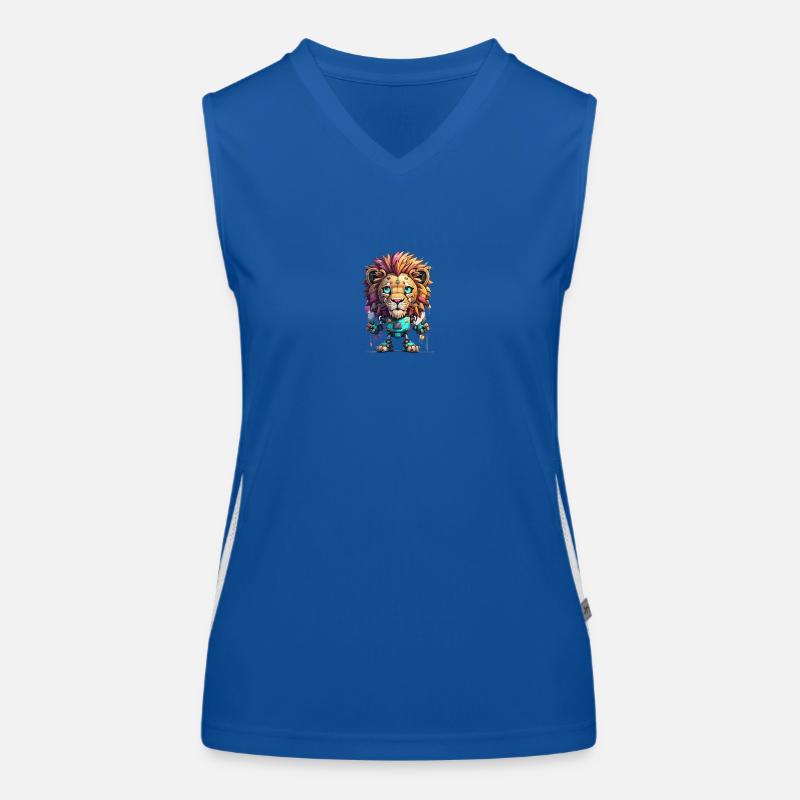 Roboter Löwe Funktionelles Kontrast-Tank Top für Frauen