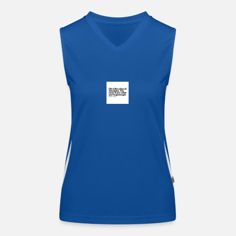 Zitat nach Forest, der Hauptfigur eines Films Funktionelles Kontrast-Tank Top für Frauen