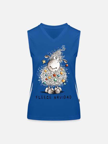 Fleece Navidad Weihnachtsschaf Cartoon Schaf - Funktionelles Kontrast-Tank Top für Frauen - Royal/Weiß - Vorne