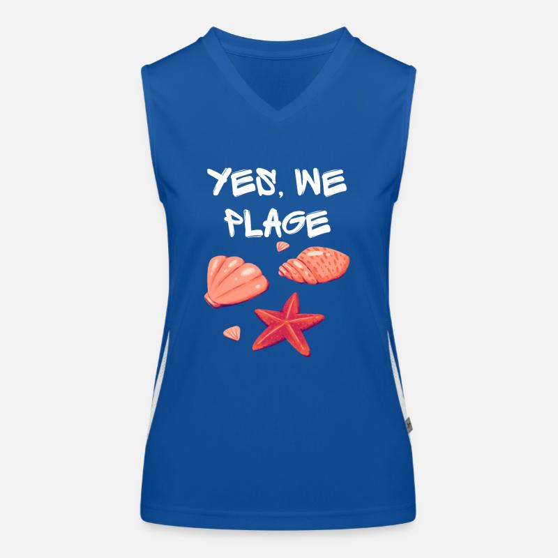 Ja, wir Strand! Einzigartiger Stil, origineller Humor Funktionelles Kontrast-Tank Top für Frauen