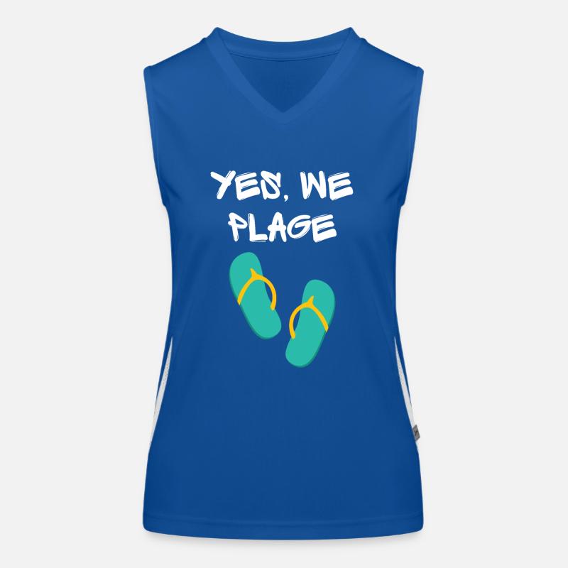 Ja, wir Strand! Einzigartiger Stil, origineller Humor Funktionelles Kontrast-Tank Top für Frauen
