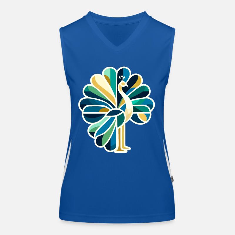 Abstrakter Pfau mit leuchtenden Farben Funktionelles Kontrast-Tank Top für Frauen