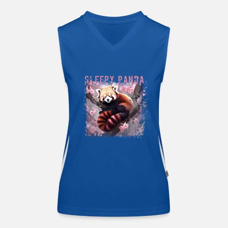 sleepy panda,red panda,sakura,cherry blossom,panda, Women's Functional Contrast Tank Top