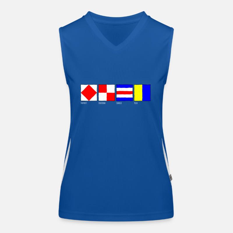 FoxtrottUniformCharlieKilo Descriptive White Funktionelles Kontrast-Tank Top für Frauen