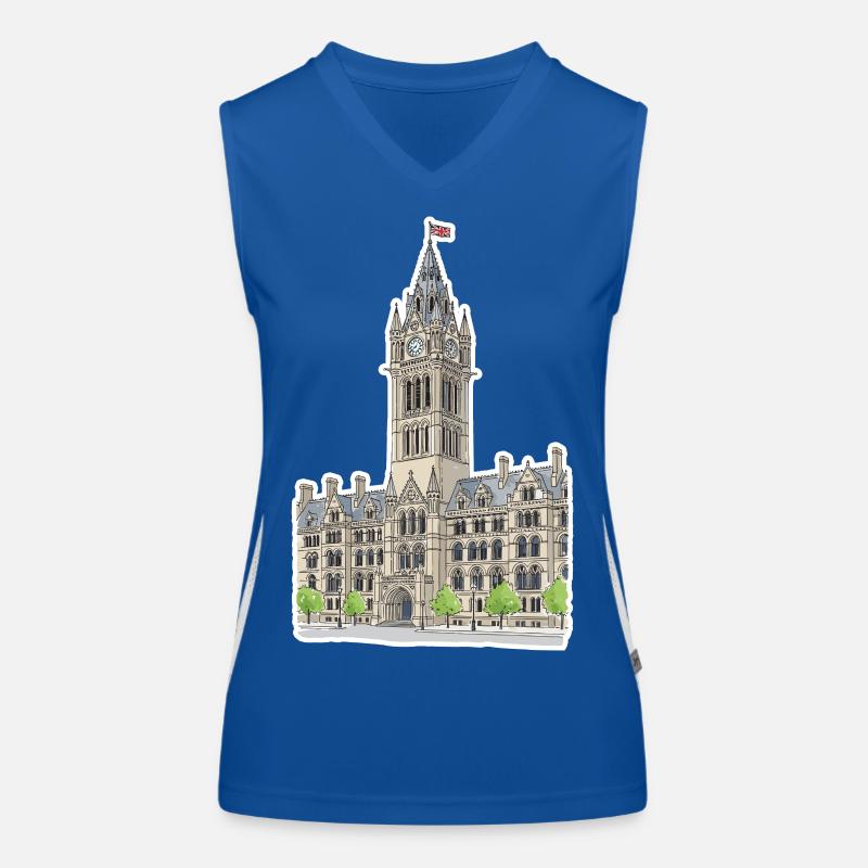 Manchester Rathaus Uhrturm Gotische Kunst Funktionelles Kontrast-Tank Top für Frauen