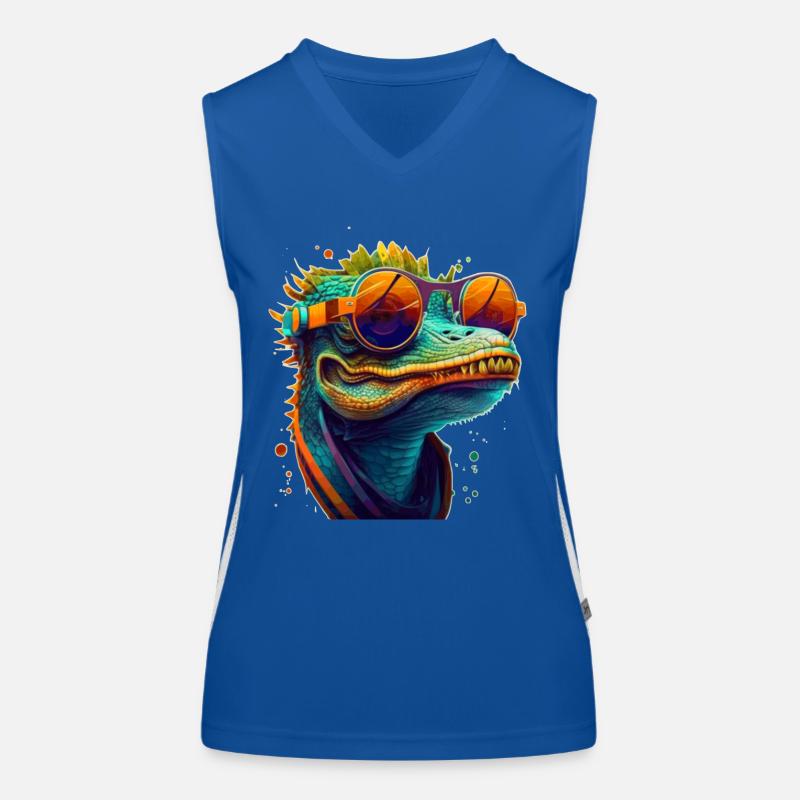 Kroko oder Alligator mit Sonnenbrille im Sommer Funktionelles Kontrast-Tank Top für Frauen