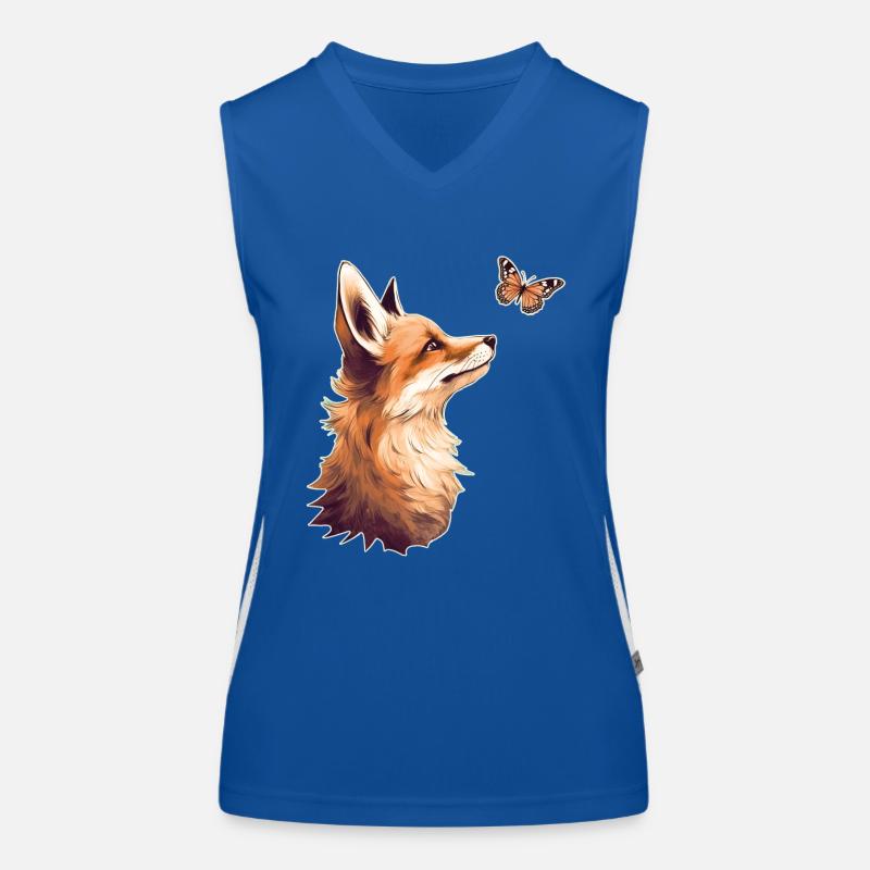 Renard avec papillon Débardeur respirant contrasté Femme