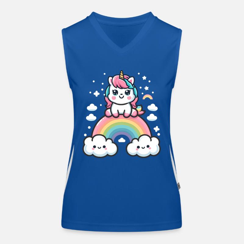 Cute unicorn with rainbow and clouds Women's Functional Contrast Tank Top