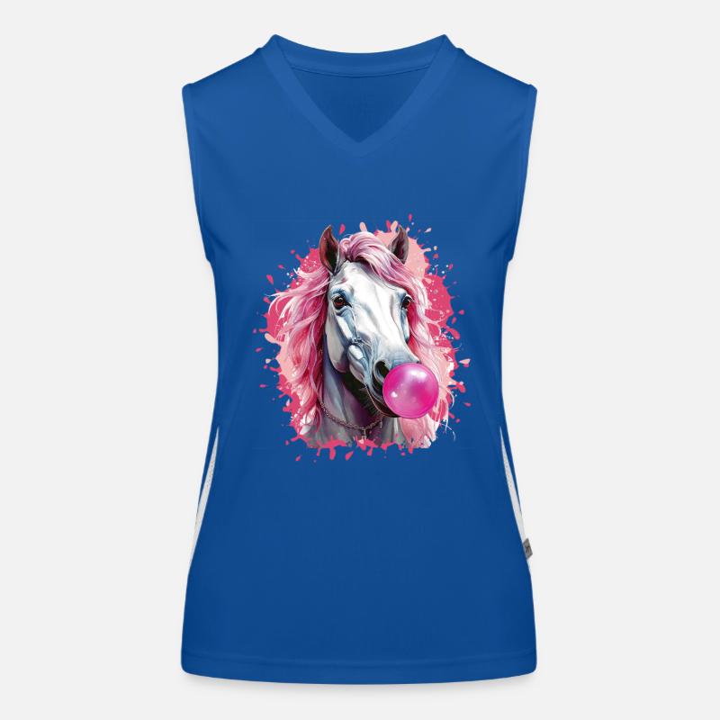 Horse,Graffiti,illustration,Bubble gum Women's Functional Contrast Tank Top