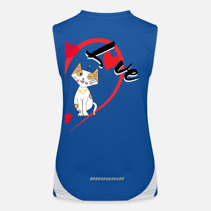 Katze mit der Aufschrift Liebe halbes Herz Funktionelles Kontrast-Tank Top für Frauen