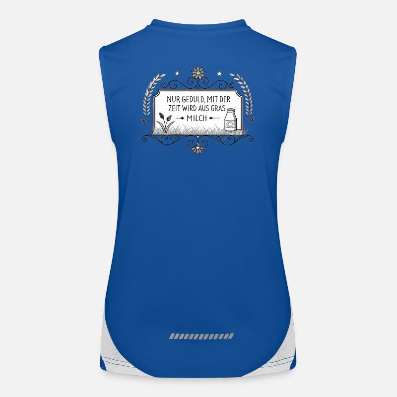 Sois juste patient – avec le temps, l’herbe devient du lait Débardeur respirant contrasté Femme