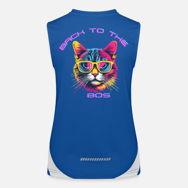 Retro Katzen-Design mit Sonnenbrille Funktionelles Kontrast-Tank Top für Frauen