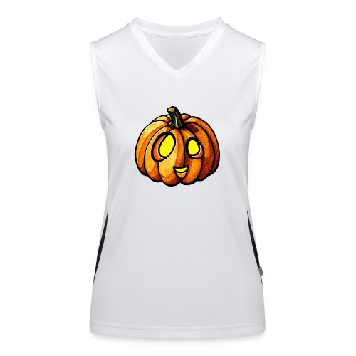 Pumpkin Halloween watercolor scribblesirii - Funkcjonalna damska koszulka bez rękawów z kontrastowymi wstawkami