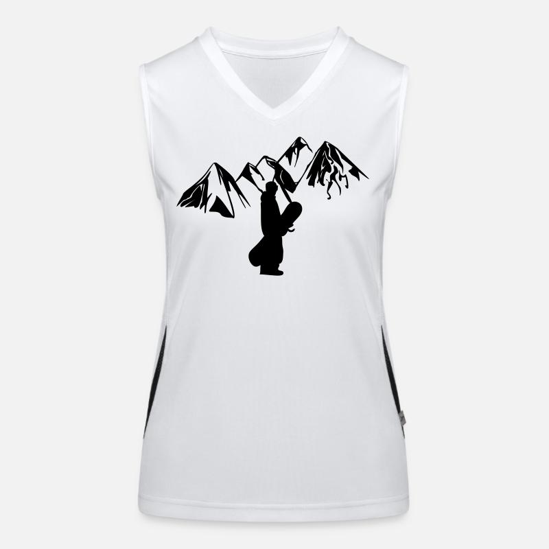 Snowboarder mit Bergen Funktionelles Kontrast-Tank Top für Frauen