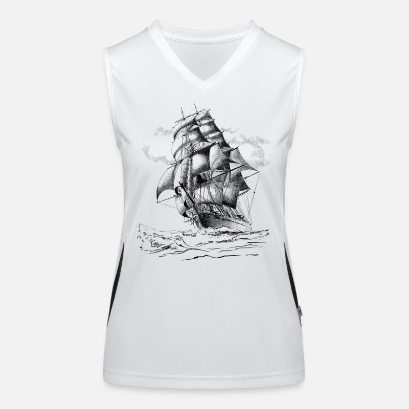 sailing ship Women's Functional Contrast Tank Top