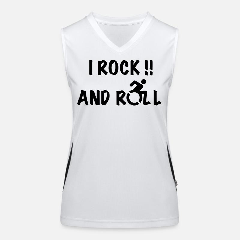 Je fais du rock and roll dans mon fauteuil roulant # Débardeur respirant contrasté Femme