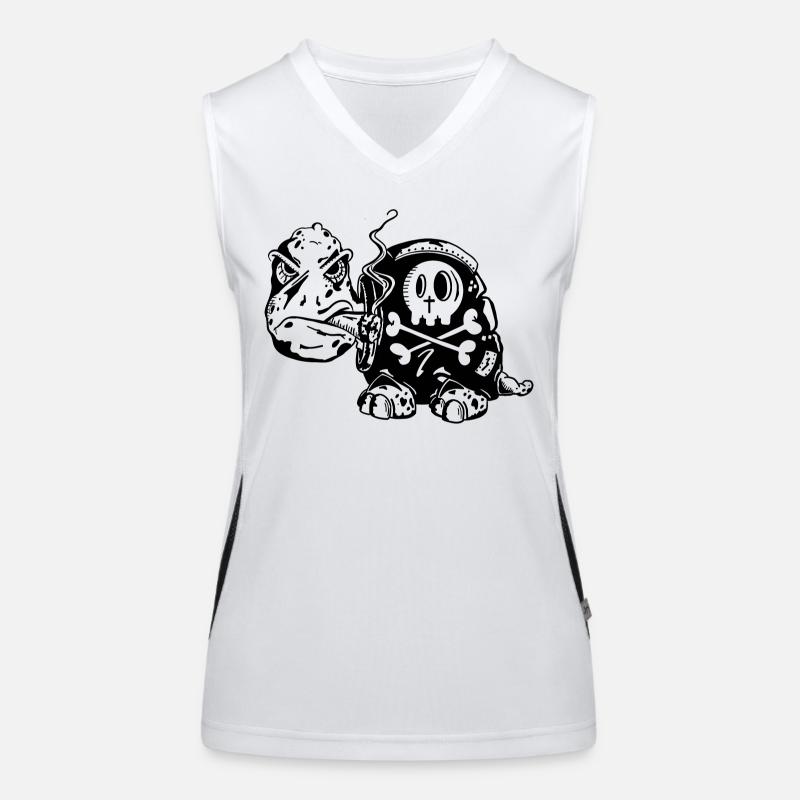 Skull turtle - smoker - cigarette skull Women's Functional Contrast Tank Top