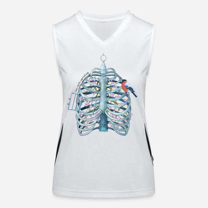 Gefangenes Herz – Rippenkäfig, Blüten & Vogel Funktionelles Kontrast-Tank Top für Frauen
