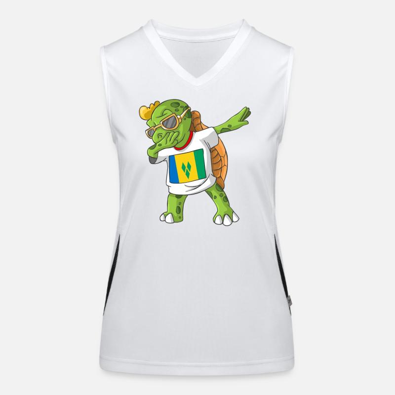 St. Vincent und die Grenadinen Dabbing Schildkröte Funktionelles Kontrast-Tank Top für Frauen