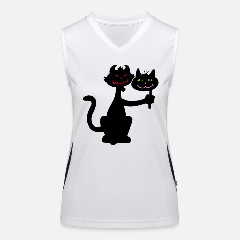 Schwarze Katze und Dämon Funktionelles Kontrast-Tank Top für Frauen