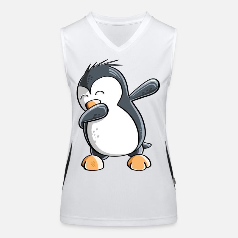 Dab Dance Penguin - Dabbing - Fun Comic - Gift Women's Functional Contrast Tank Top