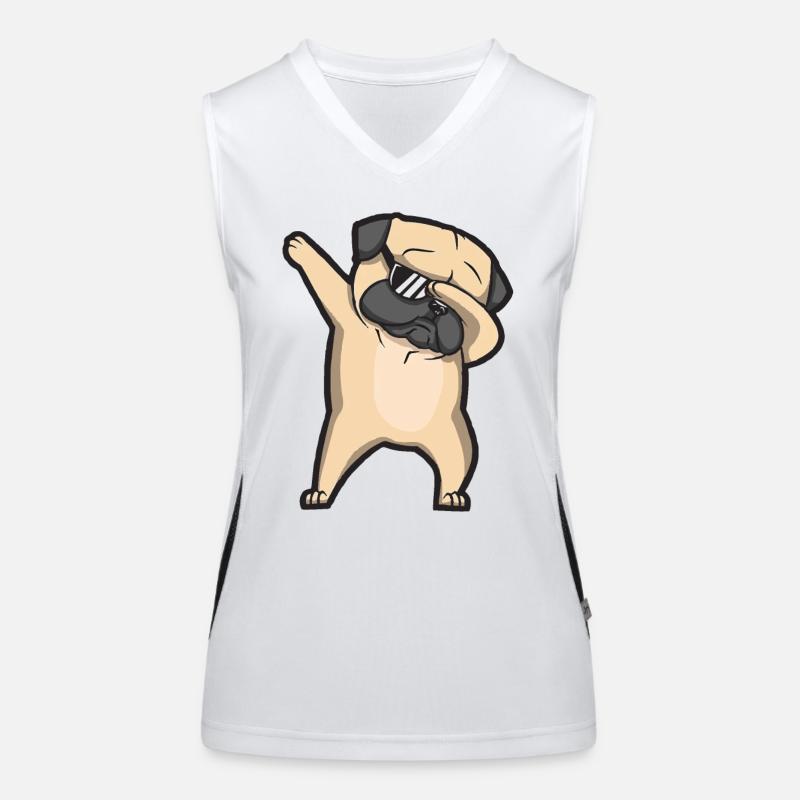 dabbing pug - Women's Functional Contrast Tank Top - white/black