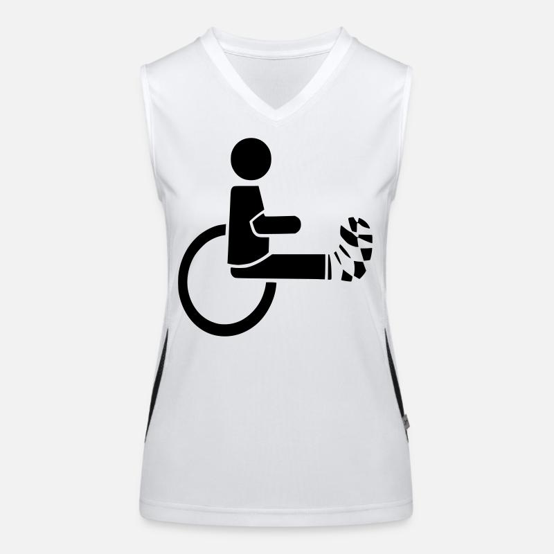 Utilisateur d’un fauteuil roulant avec jambe dans le plâtre # Débardeur respirant contrasté Femme