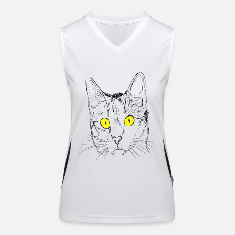 Chat, gueule de bois, amant de chat, tête de chat, oeil de chat Débardeur respirant contrasté Femme