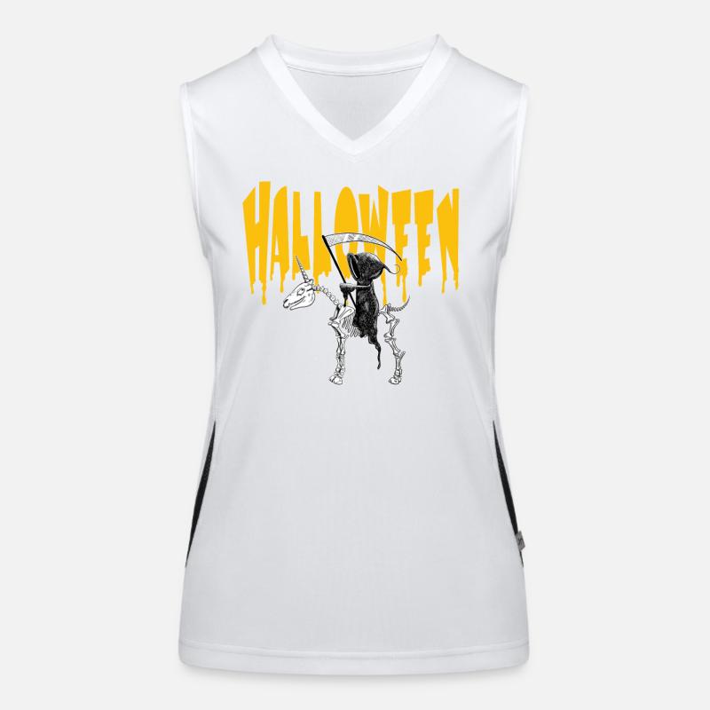 Halloween Sensenmann Auf Einhorn Funktionelles Kontrast-Tank Top für Frauen
