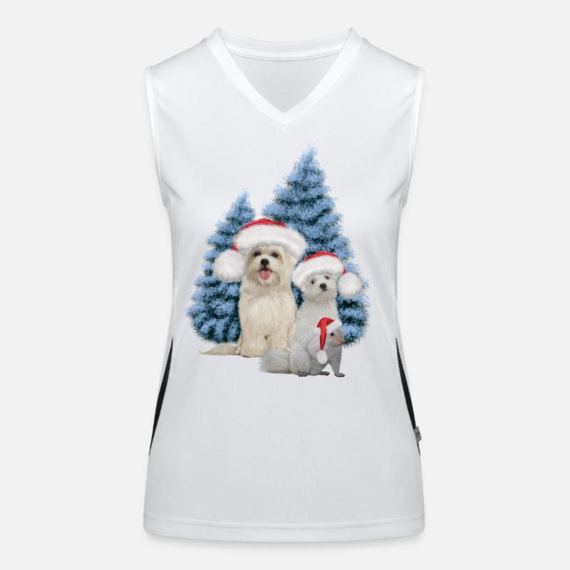 Weihnachtsnetter Hund mit Eichhörnchen Funktionelles Kontrast-Tank Top für Frauen