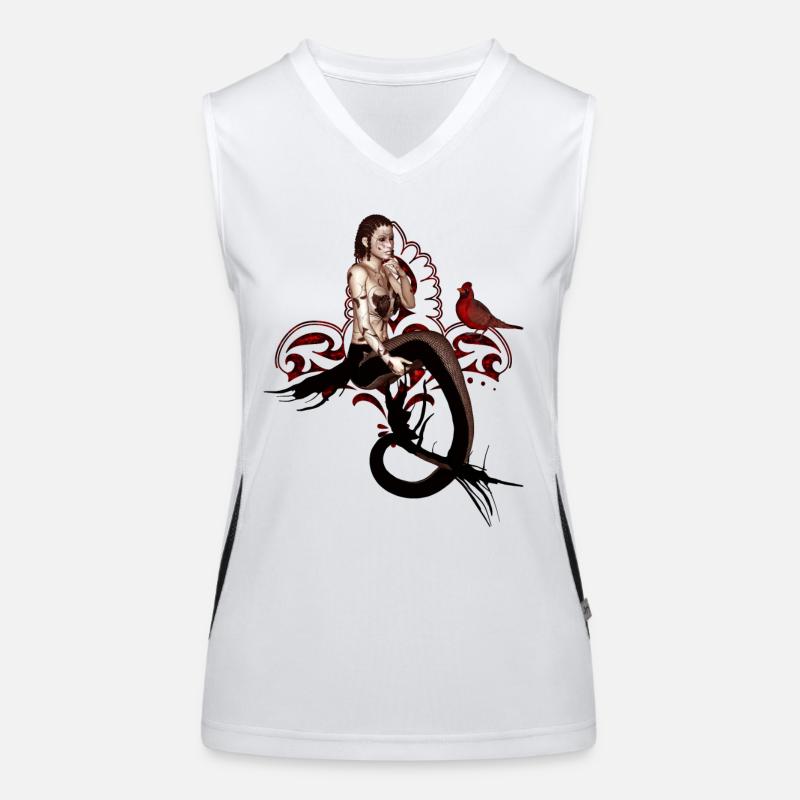 Wonderful dark mermaid sitting in a tree Women's Functional Contrast Tank Top