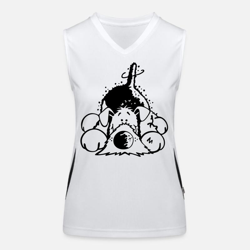 Verträumter Airedale Terrier Funktionelles Kontrast-Tank Top für Frauen