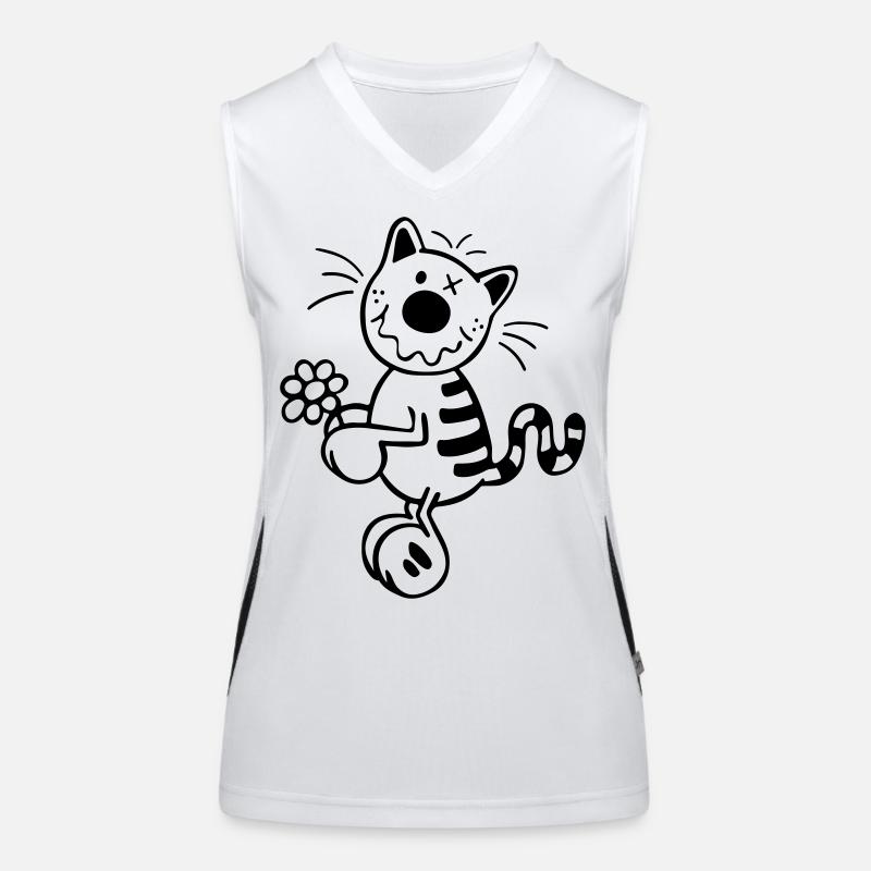 Katze mit Blume Funktionelles Kontrast-Tank Top für Frauen