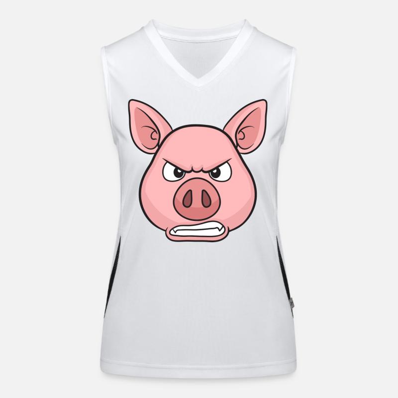 Angry Pig Cartoon Stare Women's Functional Contrast Tank Top