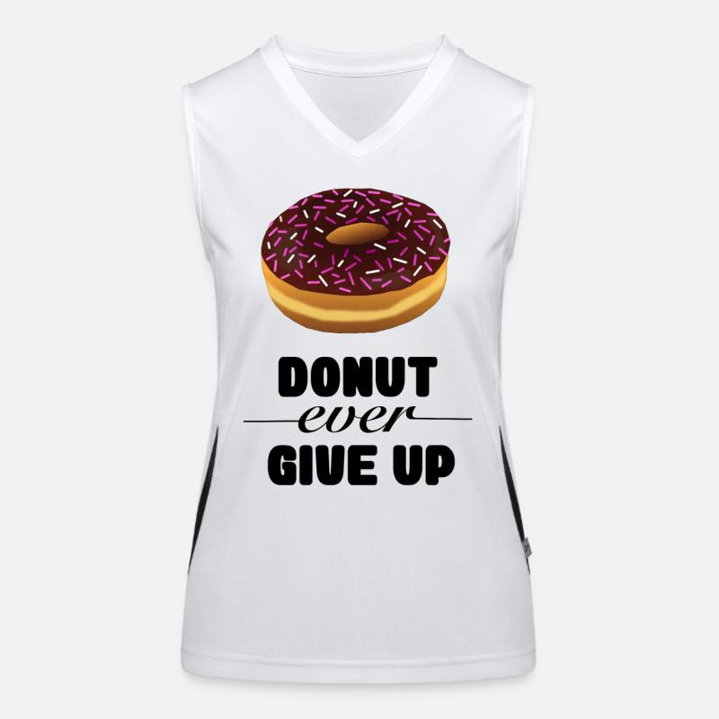 Image beignet avec texte beignet jamais abandonner * Débardeur respirant contrasté Femme