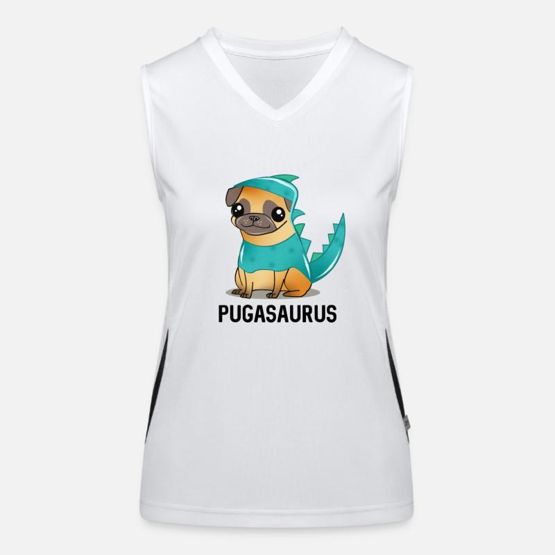 Mops-Dinosaurier-Kostüm Kawaii Cartoon Funktionelles Kontrast-Tank Top für Frauen