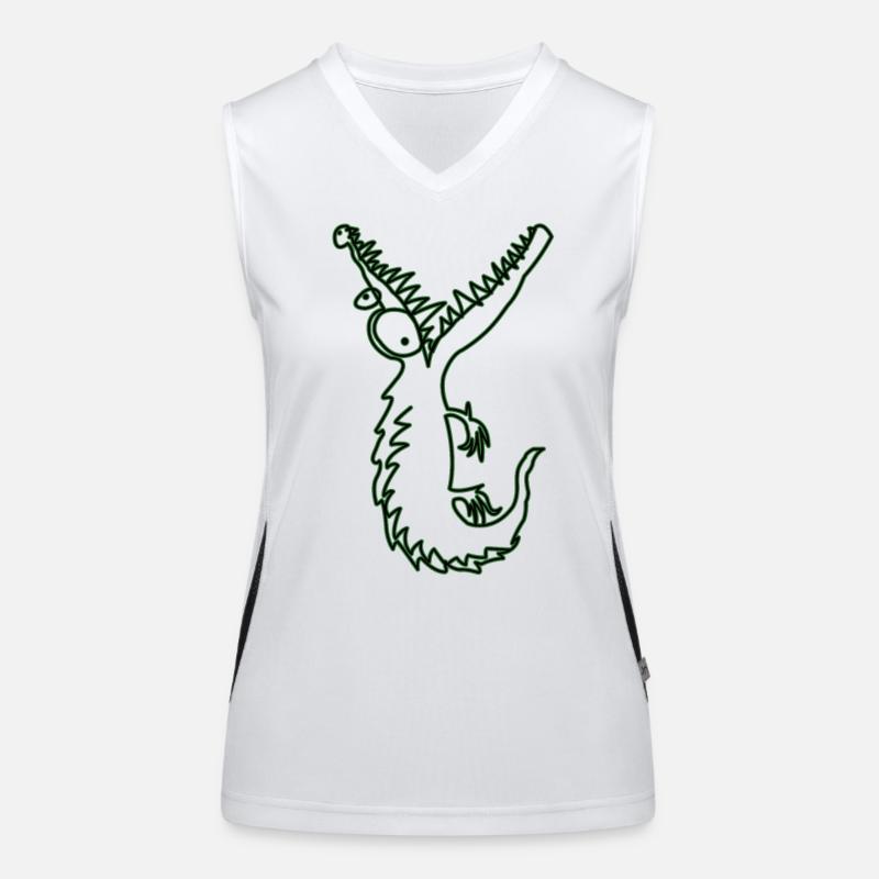 Crocodile vert Doodle Débardeur respirant contrasté Femme
