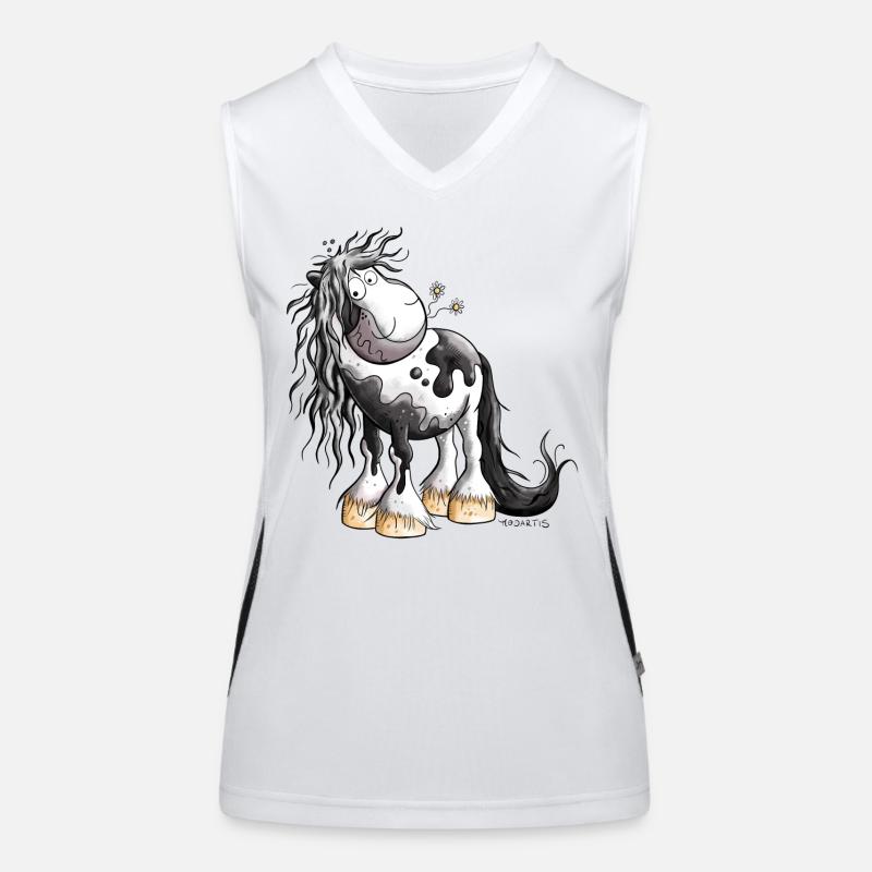Lustiger Irish Tinker Schecke Pferd Pferde  Funktionelles Kontrast-Tank Top für Frauen