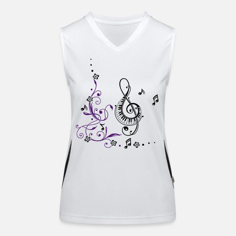 Clef with music notes and floral elements Women's Functional Contrast Tank Top