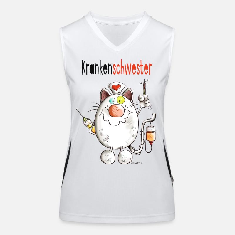 Happy Krankenschwester Katze - Comic Funktionelles Kontrast-Tank Top für Frauen
