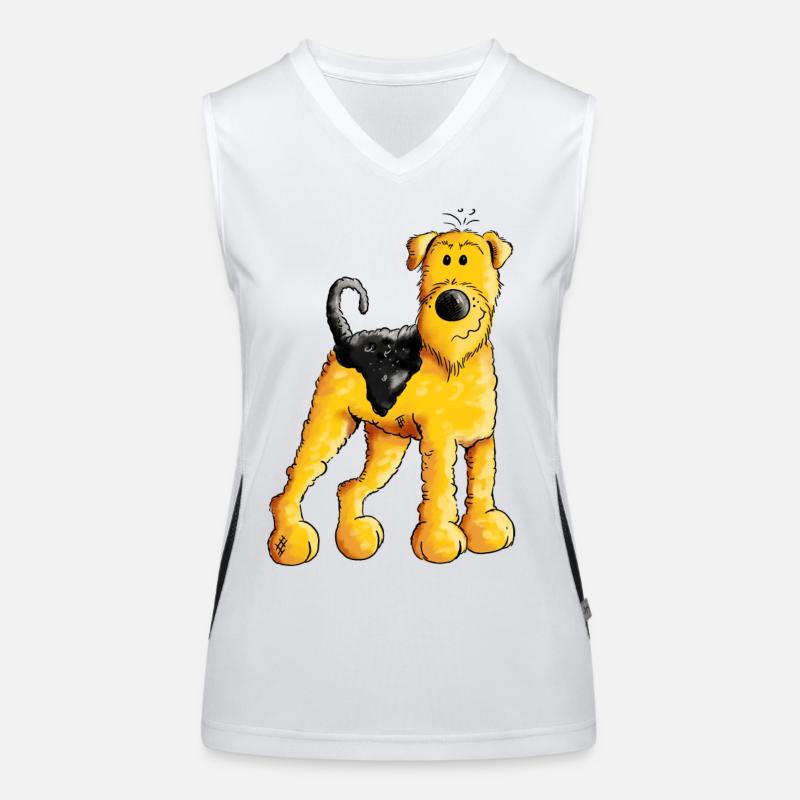 Happy Airedale Terrier - Comic - Hund - Dog - Fun Funktionelles Kontrast-Tank Top für Frauen