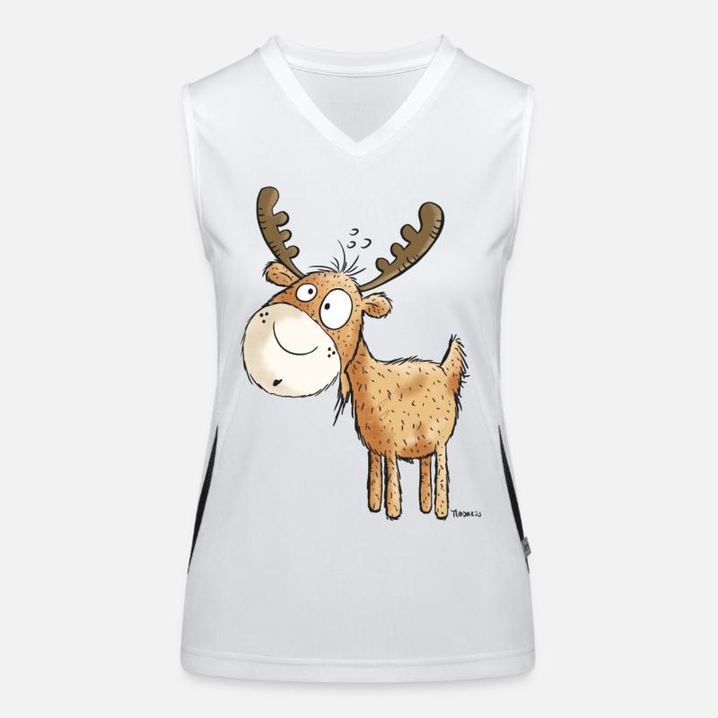 Witziger Elch - Elche - Hirsch - Reh - Geschenk Funktionelles Kontrast-Tank Top für Frauen