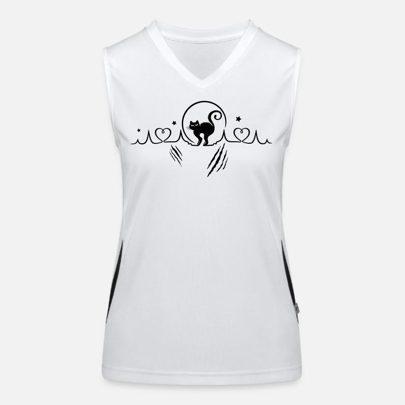 Katze Herzschlag Herzfrequenz Kratzer Funktionelles Kontrast-Tank Top für Frauen